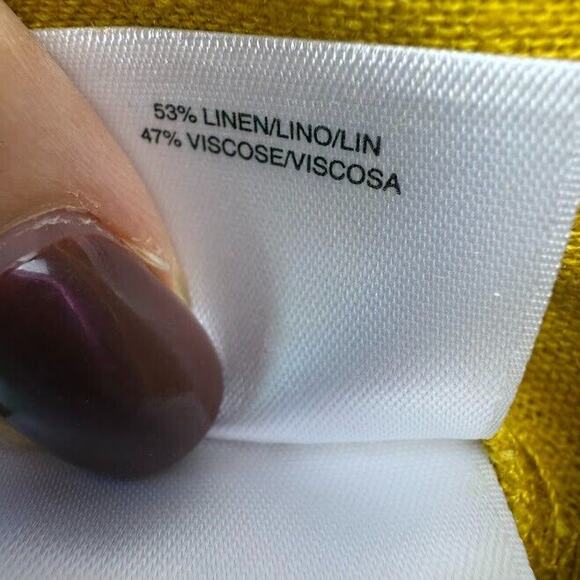 Anne Klein Top Womens Medium Mustard Yellow Button Front Linen Blend Coastal - Picture 4 of 6